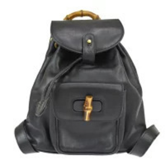 Gucci Handbags - Gucci Bamboo Backpack Black Leather